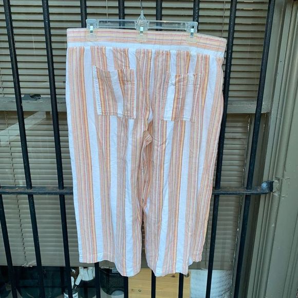 Anthropologie 🐾Cloth & Stone Wide Leg Stripe Cropped Pants, Sz Large, MSRP $118 - Picture 6 of 14